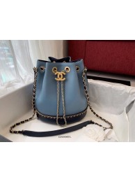 Replica Chanel drawstring bag Calfskin & Gold-Tone Metal AS0373 blue HY21721Ac56