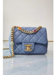 Replica Chanel flap bag Lambskin Resin & Gold-Tone Metal AS2379 sky blue HY17239ls37