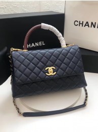 Replica Chanel flap bag with Burgundy top handle A92991 dark Blue HY3177nB47