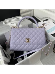 Replica Chanel flap bag with top handle Grained Calfskin gold-Tone Metal A92991 light purple HY1398TN94
