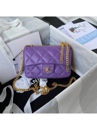 Replica Chanel Flap Lambskin mini Shoulder Bag AS3113 purple HY26466Ac56
