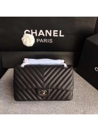 Replica Chanel Flap Shoulder Bag Black Original Sheepskin Leather CF1112V Silver HY18105rH96