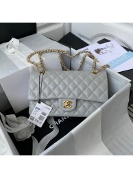 Replica Chanel Flap Shoulder Bag Grained Calfskin A01112 gold-Tone Metal light grey HY3870rH96