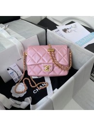 Replica Chanel Flap Shoulder Bag Grained Calfskin AS2855 pearl pink HY3592Xe44