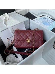 Replica Chanel Flap Shoulder Bag Original leather AS2634 Wine HY1324ED66