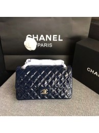 Replica Chanel Flap Shoulder Bags Dark Blue Original Patent Leather CF1112 Silver HY13592BB13