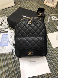 Replica Chanel Grained Calfskin & Gold-Tone Metal backpack AS0004 black HY18567it96