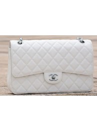 Replica Chanel Jumbo Classic White Cannage Pattern Flap Bag A58600 Silver HY16002Xe44