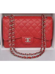 Replica Chanel Jumbo Double Flaps Bag Red Cannage Pattern A36097 Silver HY735CQ60
