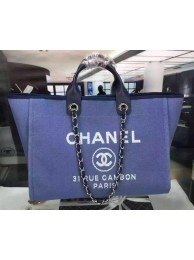 Replica Chanel Large Canvas Tote Shopping Bag A1679 Blue HY15222nB47
