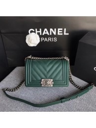 Replica Chanel Le Boy Flap Shoulder Bag Original Caviar Leather P67085 Blackish green silver Buckle HY3965Fi42