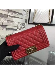 Replica Chanel Le Boy Flap Shoulder Bag Original Cavier Leather A67085 Red Gold Buckle HY17791cK54