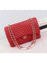 Replica Chanel Maxi Classic Flap Bag Red Chevron Sheepskin Leather A58601 Gold HY24385iu55