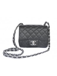Replica Chanel mini Classic Flap Bag Black Cannage Pattern 1115 Silver HY2011Ac56