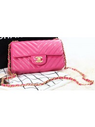 Replica Chanel mini Classic Flap Bag Original Sheepskin Chevron Leather CHA1116 Rose HY8629iF91