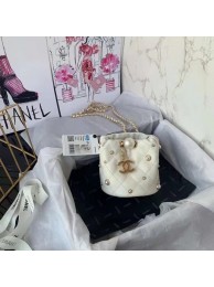 Replica Chanel mini drawstring bag AS1077 white HY14336Kg43