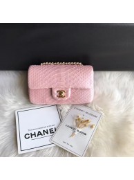 Replica Chanel Mini Flap Bag Python & Gold-Tone Metal d69900 Pink HY6864UD97