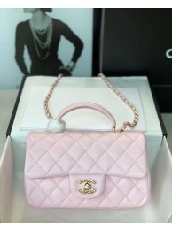 Replica CHANEL mini flap bag with top handle AS2431 light pink HY20352XB19