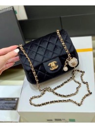 Replica Chanel mini flap bag with Velvet Strass & Gold-Tone Metal AS1786 black HY8238Ix66