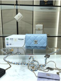 Replica Chanel mini leather Shoulder Bag AP2444 sky blue HY12089Yn66