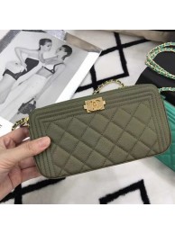 Replica Chanel mini Shoulder Bag Cannage Pattern A94452 Dark Green HY9610DY71