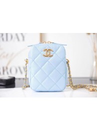 Replica Chanel mini Shoulder Bag Grained Calfskin AS2857 light blue HY14530iu55