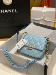 Replica Chanel mini Shoulder Bag Lambskin&Gold-Tone Metal AS3205 sky blue HY21305aG44