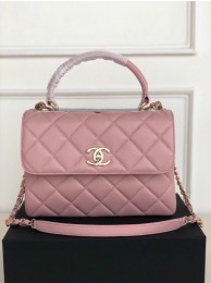 Replica Chanel original lambskin top handle flap bag AS92236 pink&Gold-Tone Metal HY8074Yn66