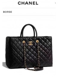 Replica Chanel Original large shopping bag Grained Calfskin A93525 black HY23044Jw87