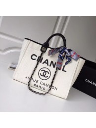 Replica Chanel Original Tote Shopping Bag Canvas Calfskin & Silver-Tone Metal 92298 white HY14506cK54