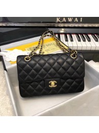 Replica Chanel Small Classic Handbag Sheepskin Gold-Tone Metal A01113 black HY1474Ye83