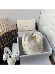 Replica Chanel small drawstring bag Lambskin & Gold Metal AS2322 white HY14676Sf59