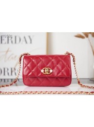 Replica Chanel SMALL FLAP BAG Calfskin Imitation Pearls & Gold-Tone Metal AS3000 red HY16511hD86