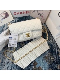 Replica Chanel small flap bag Lambskin & Gold-Tone Metal AS2204 white HY8439Yn66