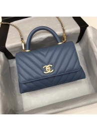 Replica Chanel Small Flap Bag with Top Handle A92990 dark blue HY3235Fi42