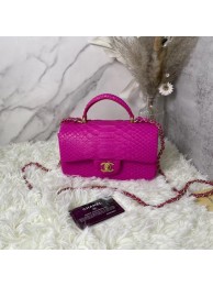 Replica Chanel Snake skin mini flap bag with top handle AS2431 PLUM PURPLE HY20743TN94
