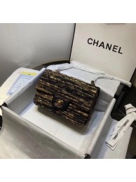 Replica CHANEL Tweed Calfskin -Tone & Gold-Tone Metal 1116 black HY7011Sf59