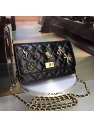 Replica Chanel WOC mini Flap Bag Calfskin Leather A33814 Black HY18986KG80
