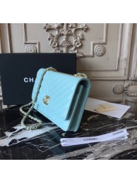 Replica Chanel WOC Original Sheepskin Leather Shoulder Bag 33814 Skyblue HY23289UD97