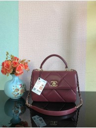 Replica Cheap Chanel CC original lambskin top handle flap bag A92236 Burgundy&Gold-Tone Metal HY1936QC68