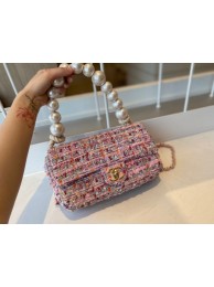 Replica Cheap CHANEL Tweed Braided Sheepskin & Gold-Tone Metal AS0594 pink HY6022Mq48