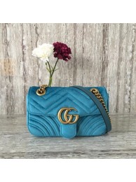 Replica Cheap Gucci GG Marmont Chevron Velvet mini Bag 446744 Blue HY24566QC68