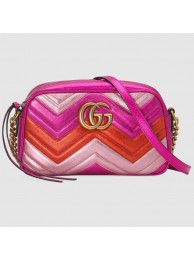 Replica Cheap Gucci GG Marmont small matelasse shoulder bag 447632 Fuchsia&red&pink HY5657Mq48