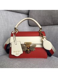 Replica Cheap Gucci Queen Margaret small top handle bag 476541 red&white HY21646QC68