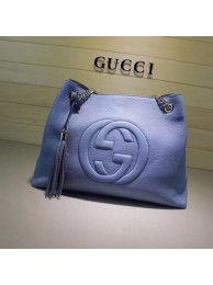Replica Cheap Gucci Soho Medium Tote Bag Calfskin Leather 308982 Blue HY18432Mq48