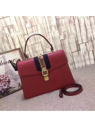 Replica Cheap Gucci Sylvie Leather Top Handle Bag 431665 Red HY16171QC68