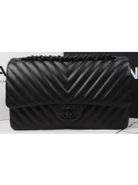 Replica Designer Chanel 2.55 Series Flap Bag Sheepskin Leather Chevron Quilting A1112 Black HY2586Bb80