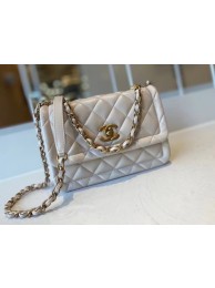 Replica Designer Chanel flap bag Calfskin & Gold-Tone Metal AS2055 white HY12076Bb80