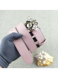 Replica Designer Gucci leather belt with bee 499638 pink HY12806Bb80