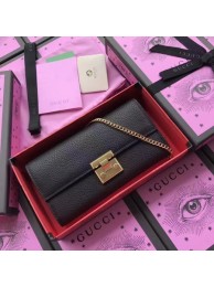 Replica Designer Gucci Padlock Continental Wallet Calfskin Leather 453506 Black HY6966Bb80